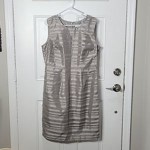 Linea Grey Striped Cocktail Sheath Dress Size UK14/US12